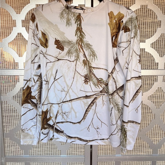 Realtree Tops - Women's White and Brown Camouflage Long Sleeve Top